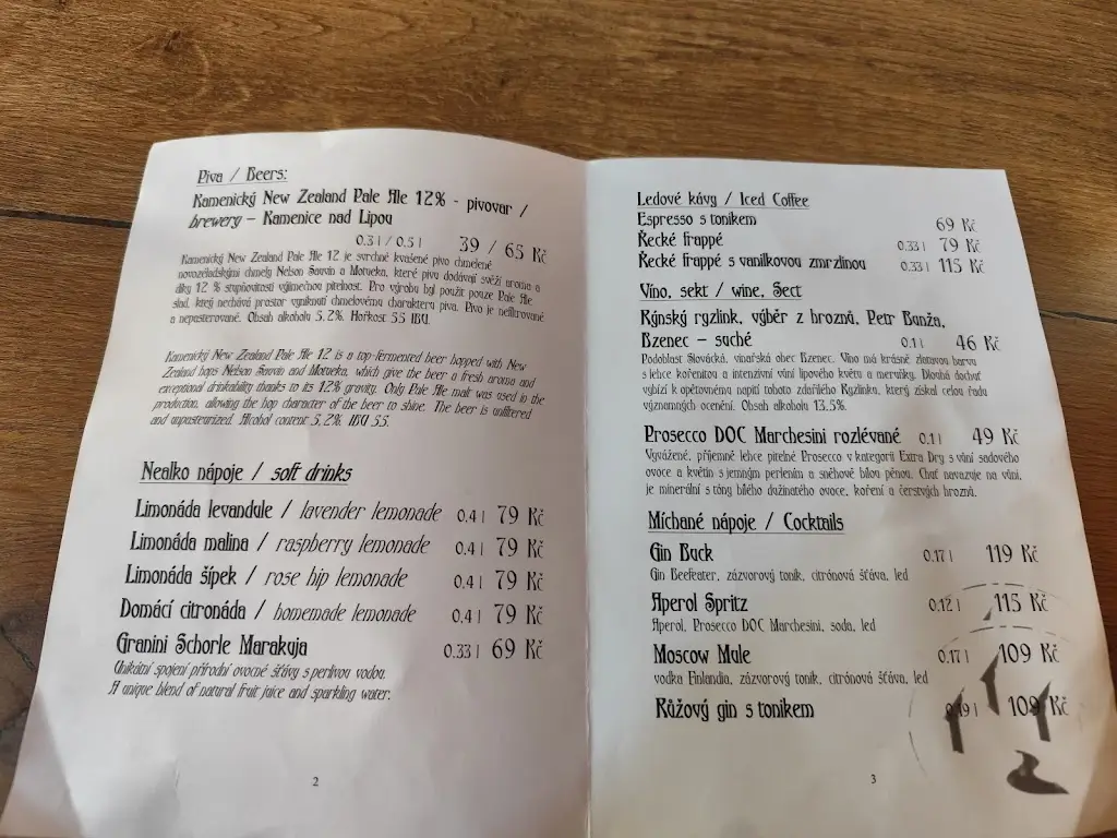 Menu_Zámecká restaurace_Chlumec nad Cidlinou_immagine_1