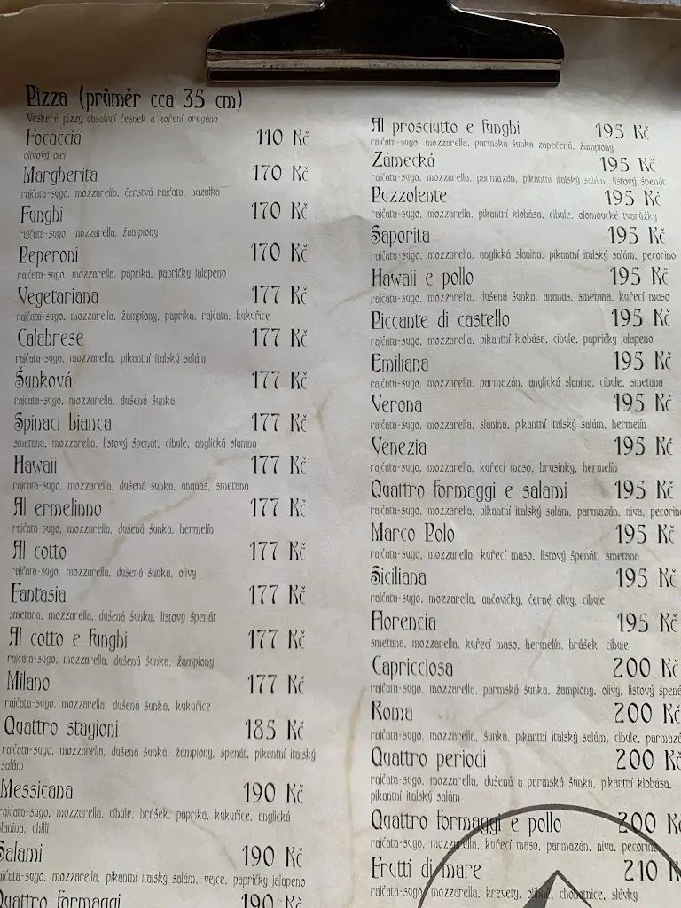 Menu_Zámecká restaurace_Chlumec nad Cidlinou_immagine_3