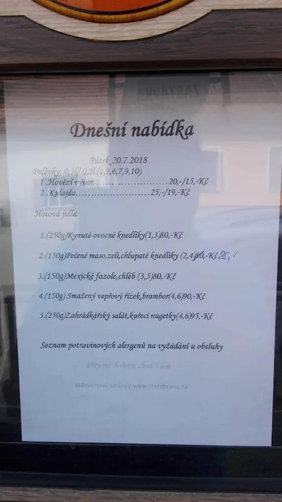 Menu_Restaurace Stará Brána_Chlumec nad Cidlinou_immagine_1