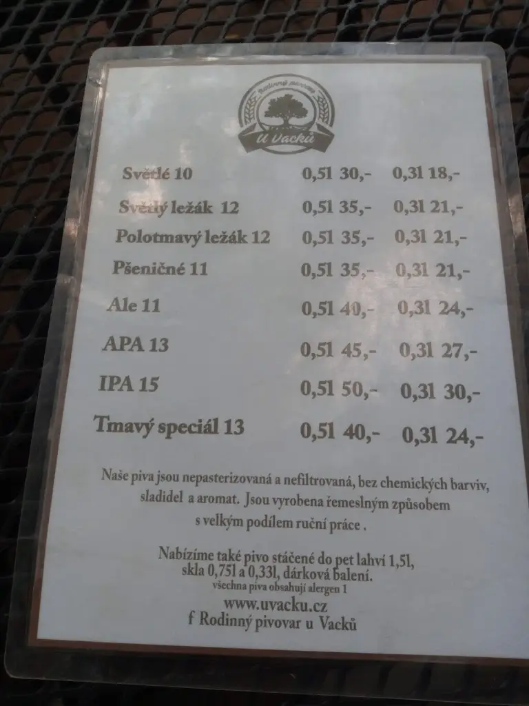 Menu_Rodinný Pivovar u Vacků_Chlumec nad Cidlinou_image_4