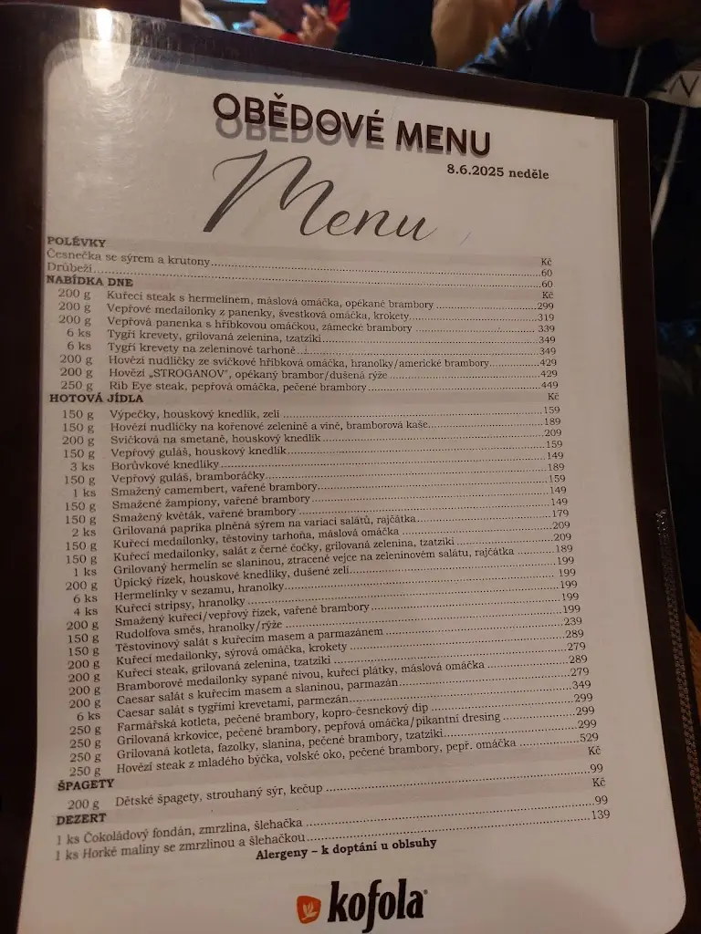 Menu_Restaurace Hostinec u Rudolfa III._Dvůr Králové nad Labem_immagine_2