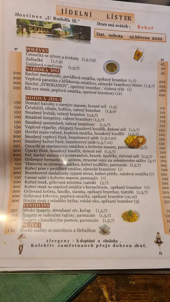 Menu_Restaurace Hostinec u Rudolfa III._Dvůr Králové nad Labem_immagine_4