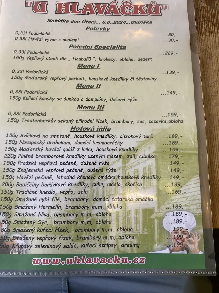 Menu_Restaurace U Hlaváčků_Dvůr Králové nad Labem_image_4