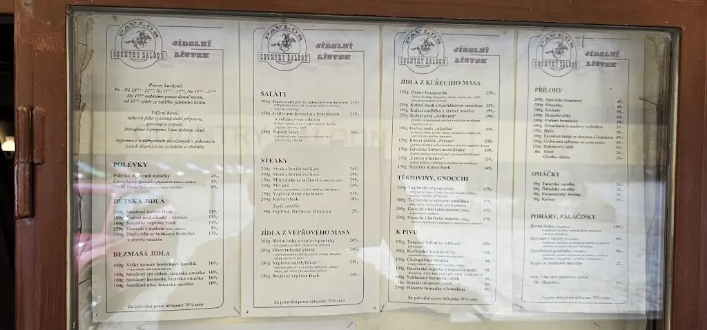 Menu_Restaurace Country saloon Dvůr Králové_Dvůr Králové nad Labem_image_1