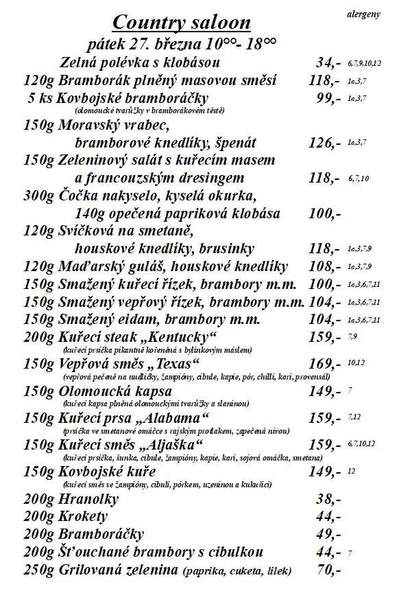 Menu_Restaurace Country saloon Dvůr Králové_Dvůr Králové nad Labem_image_4