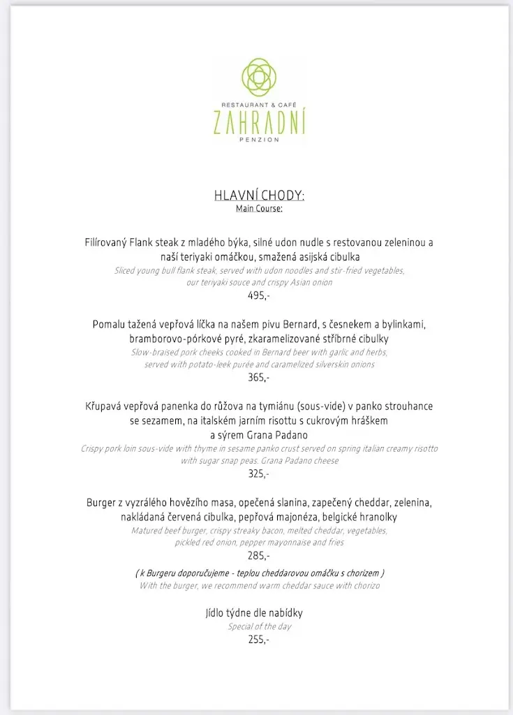 Menu_Restaurant & Café Zahradní Penzion_Česká Skalice_image_4
