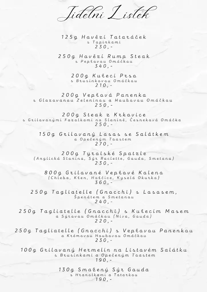 Menu_Penzion 14_Hostinné_image_1