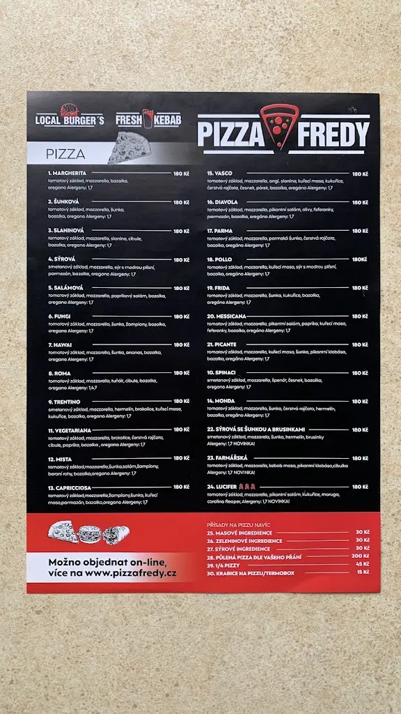 Menu_Pizza Fredy & Local Burger_Hostinné_image_1