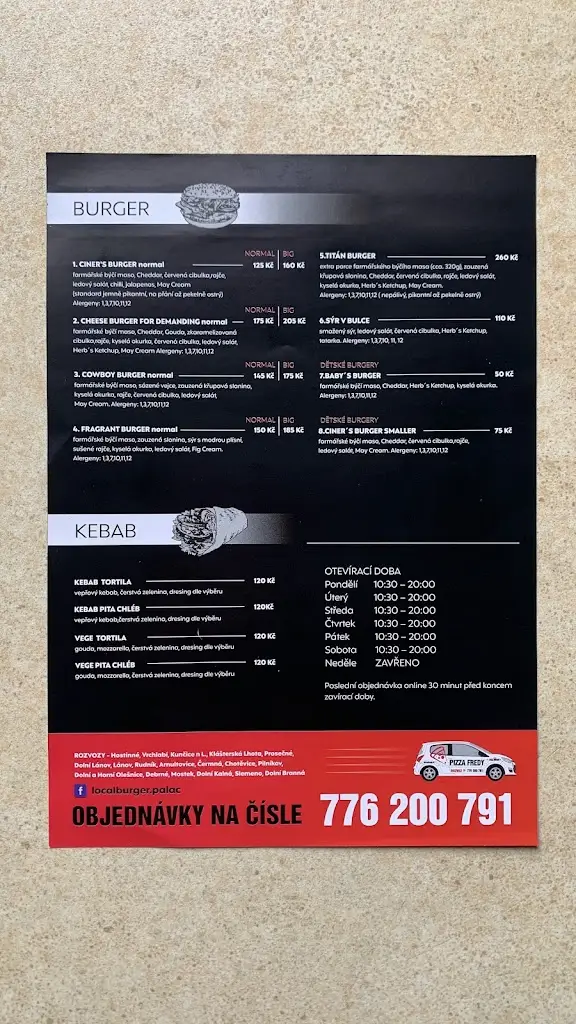 Menu_Pizza Fredy & Local Burger_Hostinné_image_2