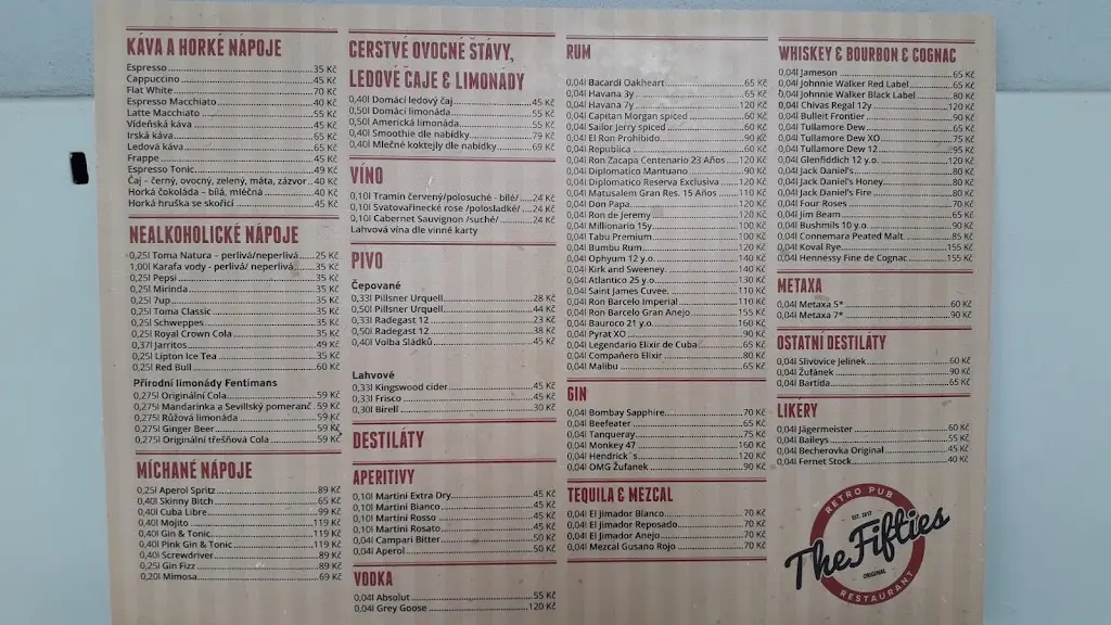 Menu_The Fifties Retro Pub_Hronov_image_2