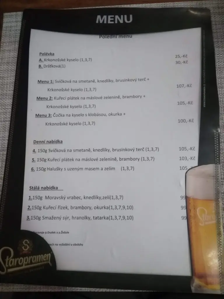Menu_Tanková restaurace Pivovar_Kostelec nad Orlicí_immagine_2