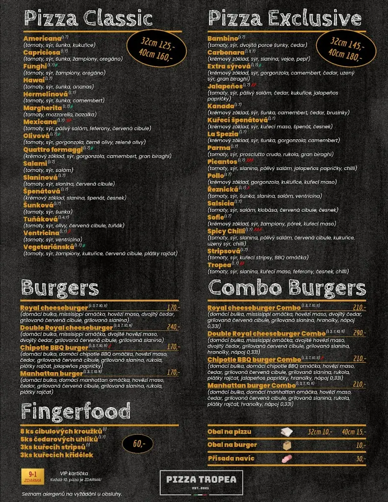 Menu_Pizza Tropea_Jaroměř_immagine_1