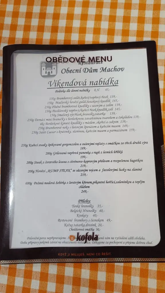 Menu_Restaurace Obecní Dům_Machov_immagine_2