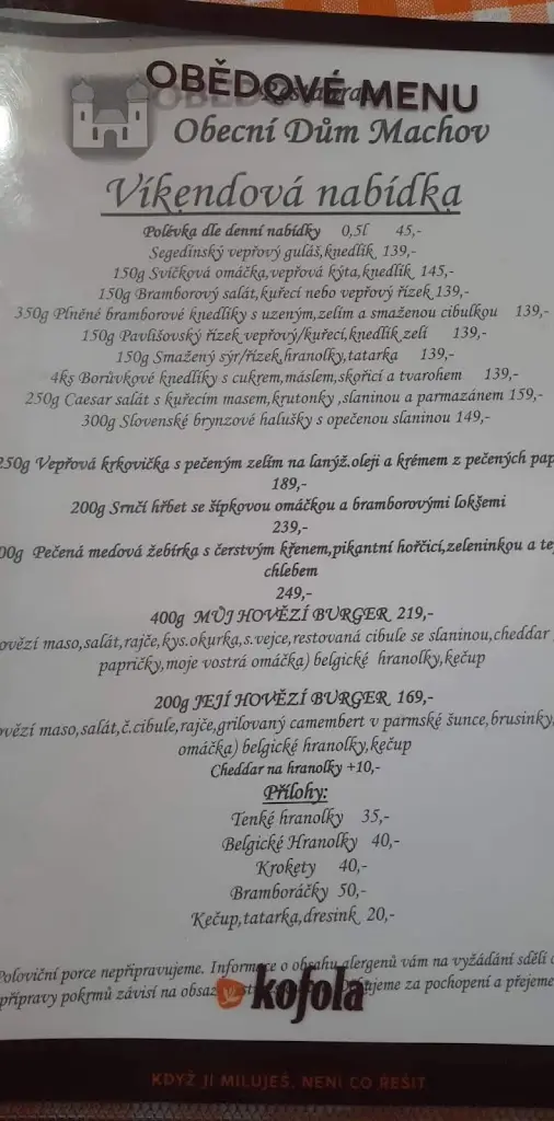 Menu_Restaurace Obecní Dům_Machov_immagine_4