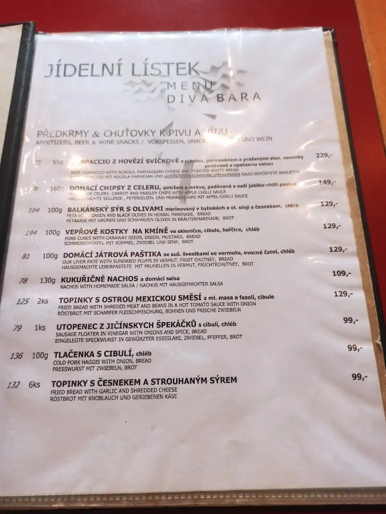 Menu_Restaurace Divá Bára_Jičín_image_1