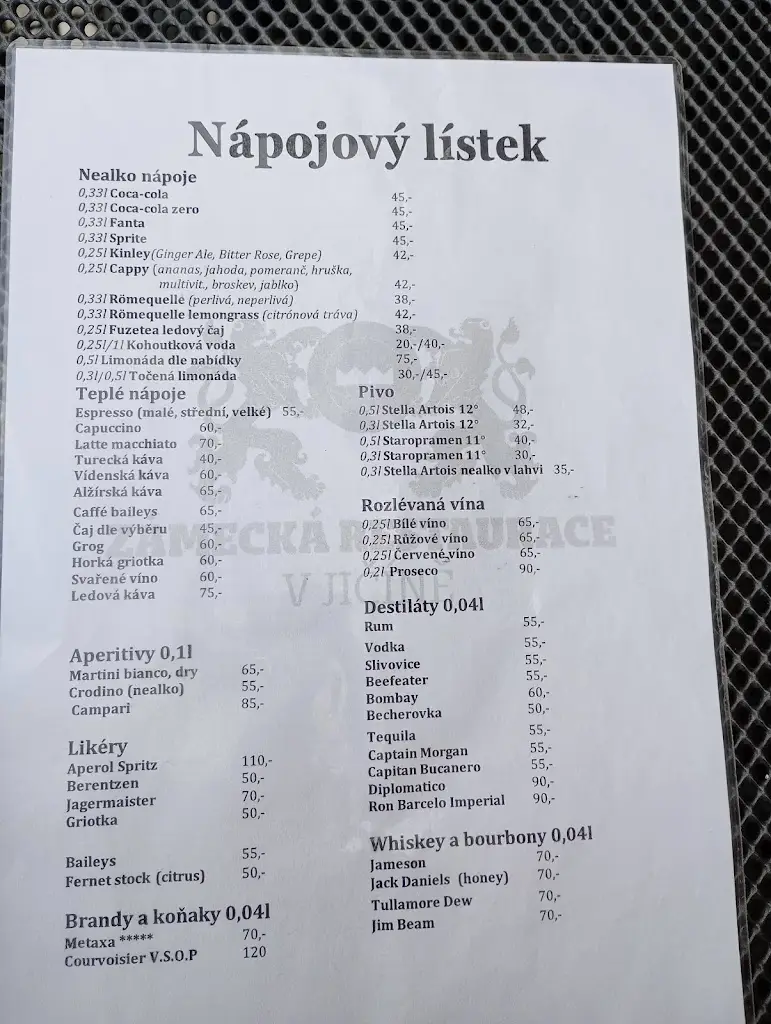 Menu_Zámecká restaurace v Jičíně_Jičín_image_1