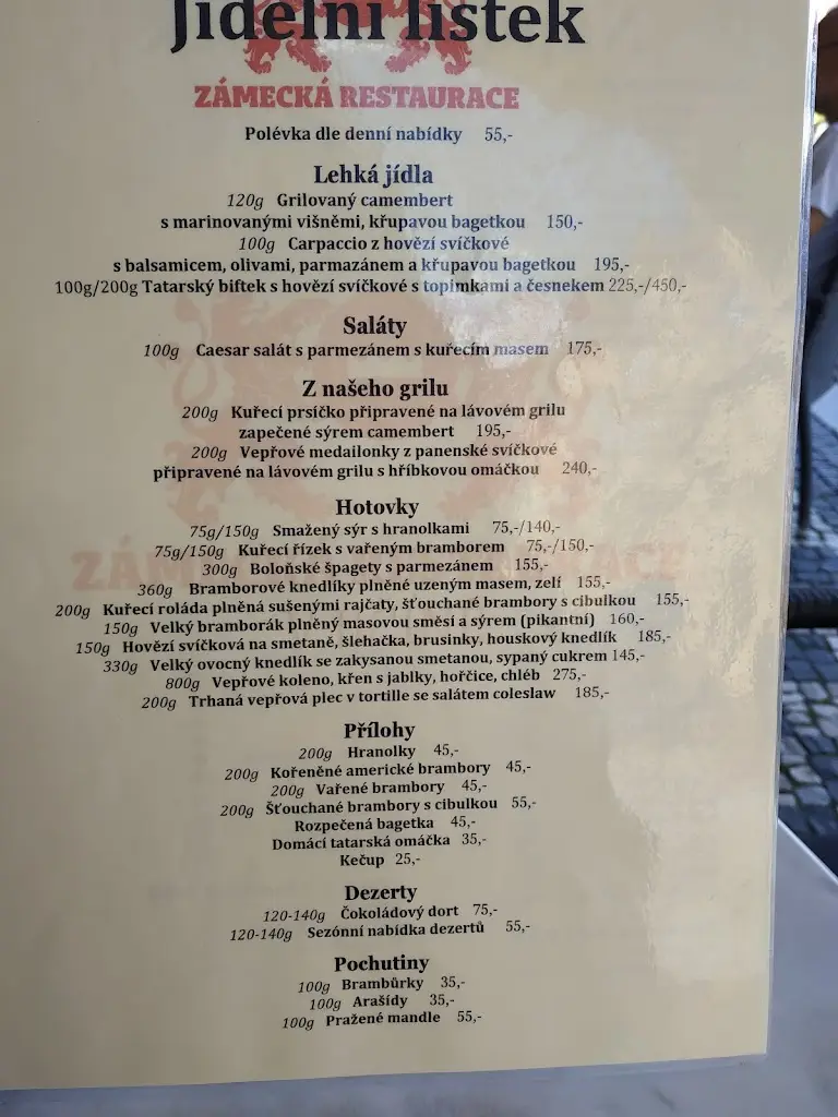 Menu_Zámecká restaurace v Jičíně_Jičín_image_4
