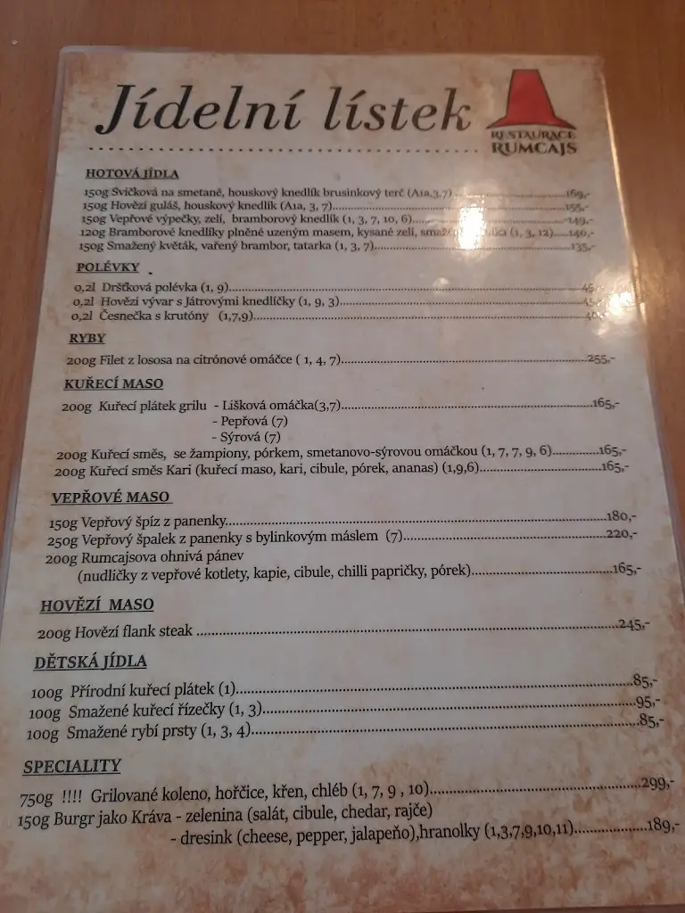 Menu_Rumcajs Restaurant_Jičín_image_1