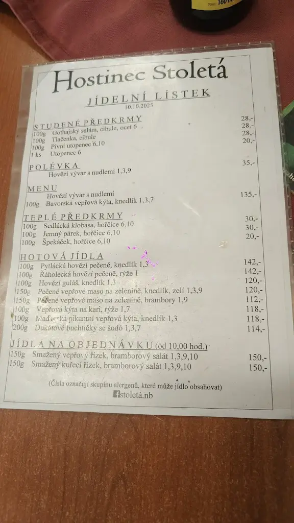 Menu_Hostinec Stoletá_Nový Bydžov_image_1