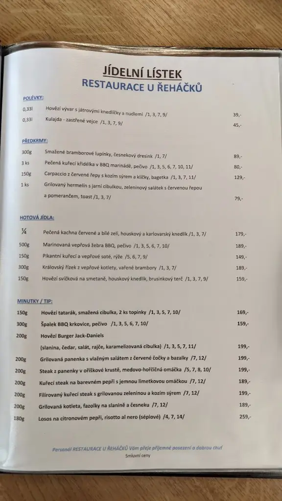 Menu_Restaurace U Řeháčků_Nové Město nad Metují_image_2