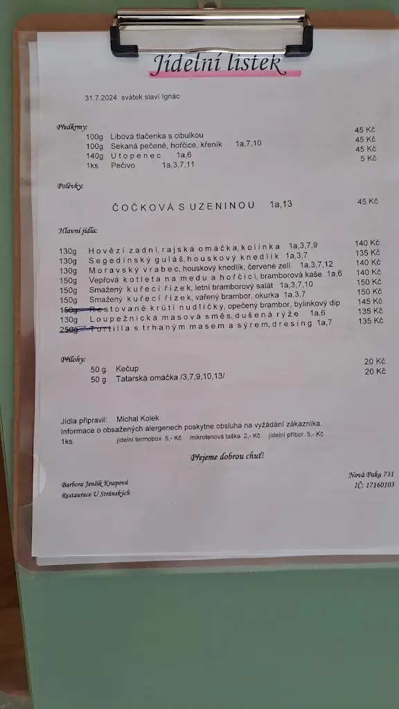 Menu_Restaurace U Stránských_Nová Paka_image_1