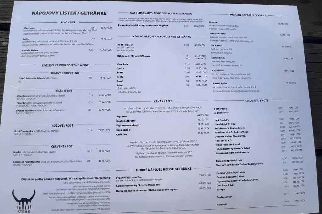 Menu_H&M Steak Restaurant Lipno_Frymburk_immagine_2