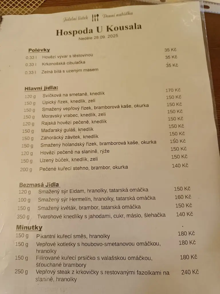 Menu_Hospoda U Kousala_Okres Trutnov_image_1