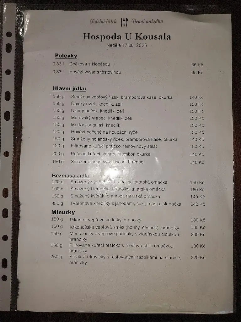 Menu_Hospoda U Kousala_Okres Trutnov_image_2