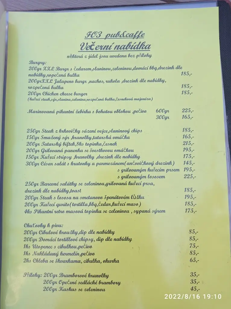Menu_fo3 Pub&caffe_Okres Trutnov_image_1