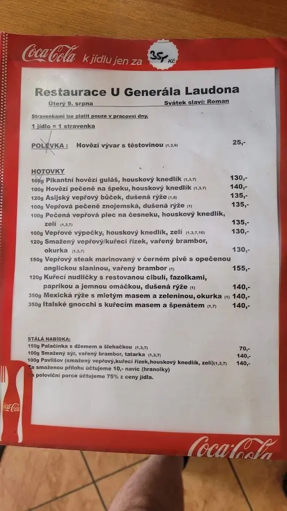 Menu_Restaurace U Generála Laudóna_Police nad Metují_immagine_2