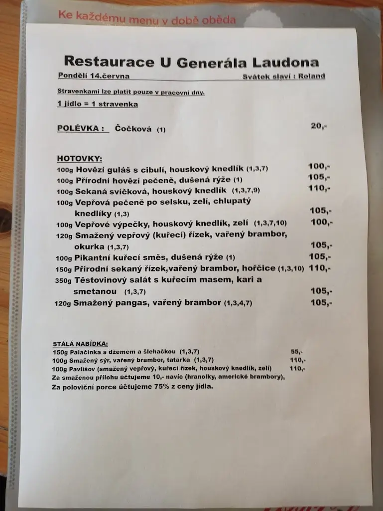 Menu_Restaurace U Generála Laudóna_Police nad Metují_immagine_3