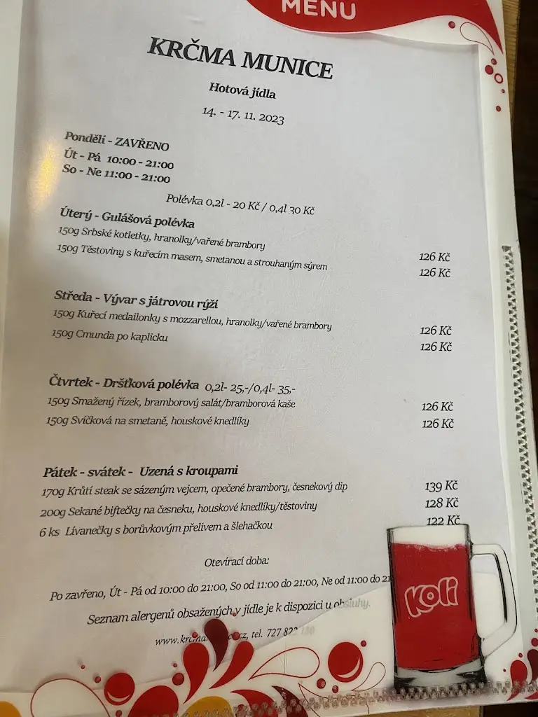 Menu_Krčma Munice s. r. o._Hluboká nad Vltavou_image_1