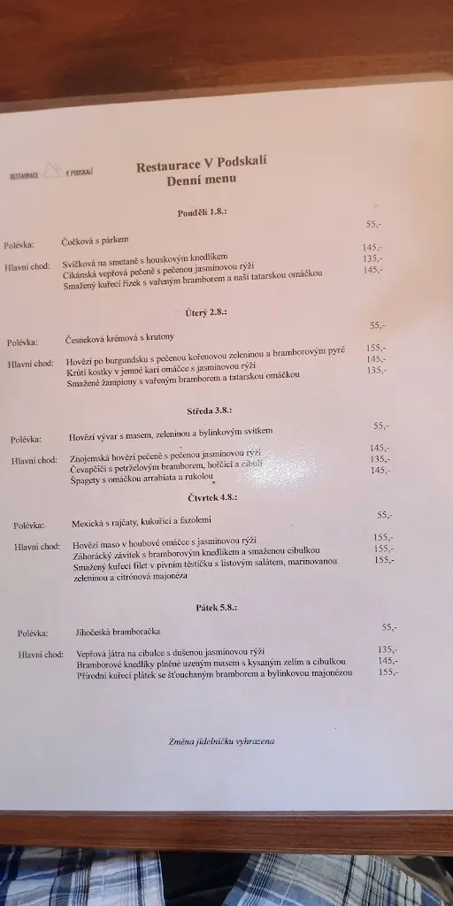 Menu_Restaurace V Podskalí_Hluboká nad Vltavou_image_1