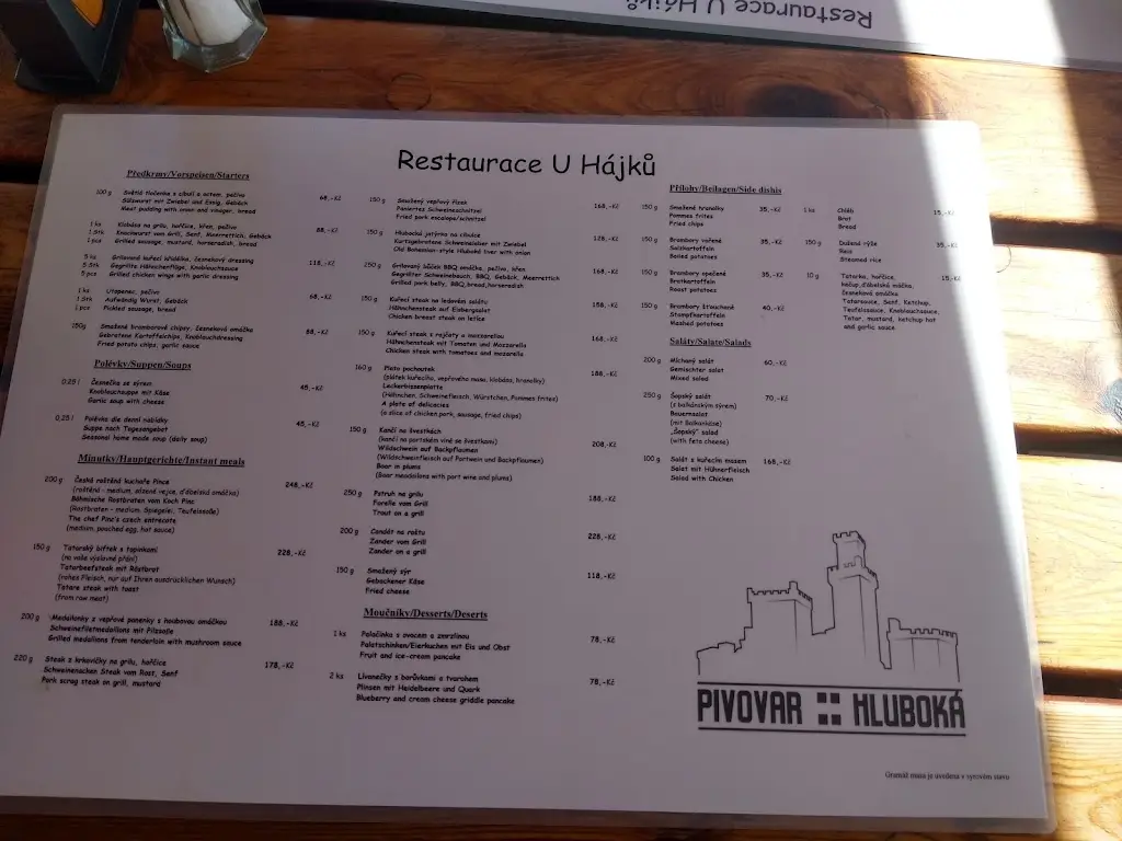 Menu_Restaurace u Hájků_Hluboká nad Vltavou_image_2