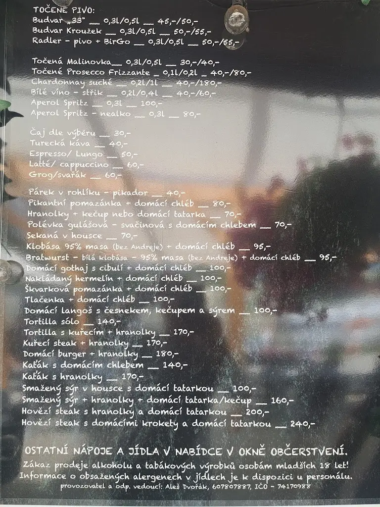 Menu_občerstvení u