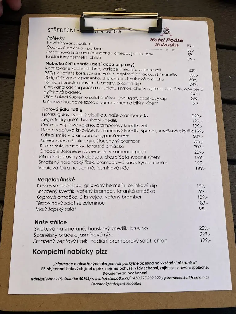 Menu_Restaurace Na poště_Sobotka_immagine_1