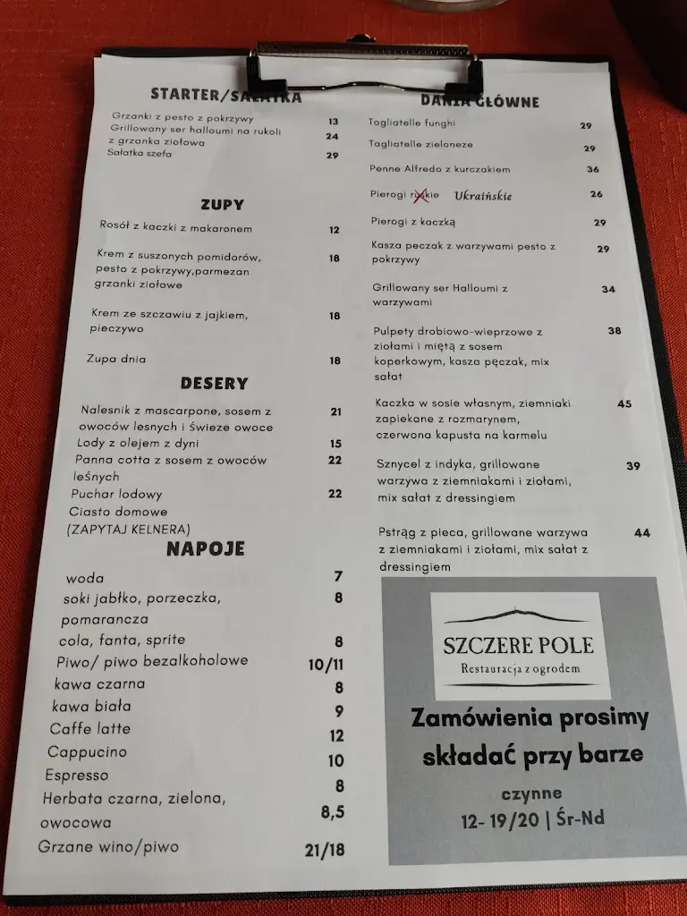 Menu_Szczere Pole Restauracja z Ogrodem_Sobotka_immagine_1