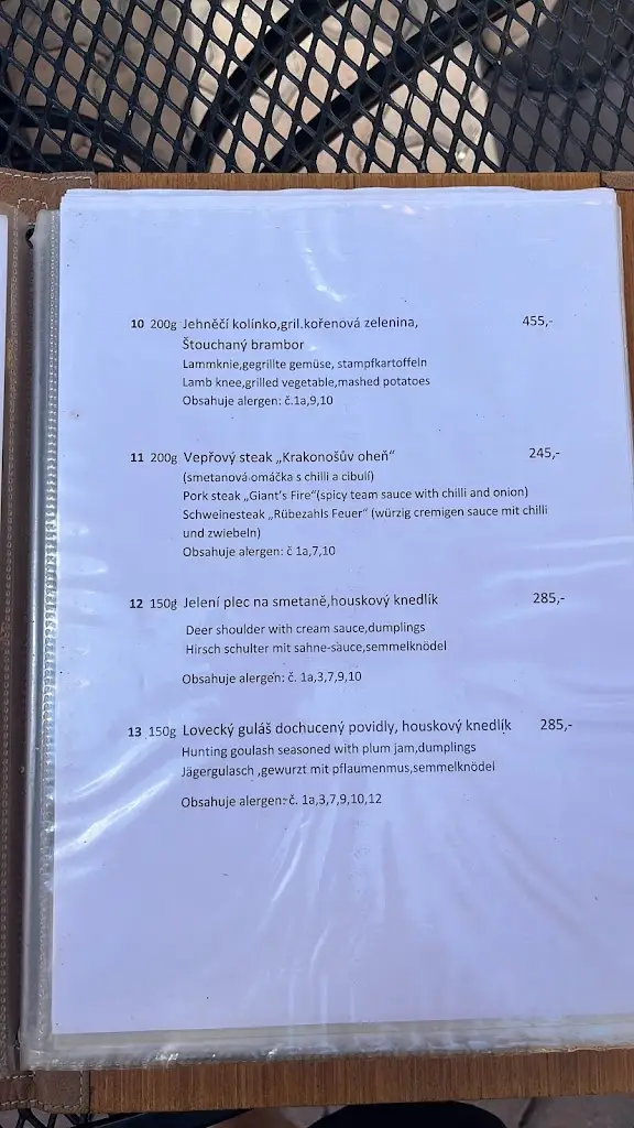 Menu_Hunter's Inn_Špindlerův Mlýn_image_3
