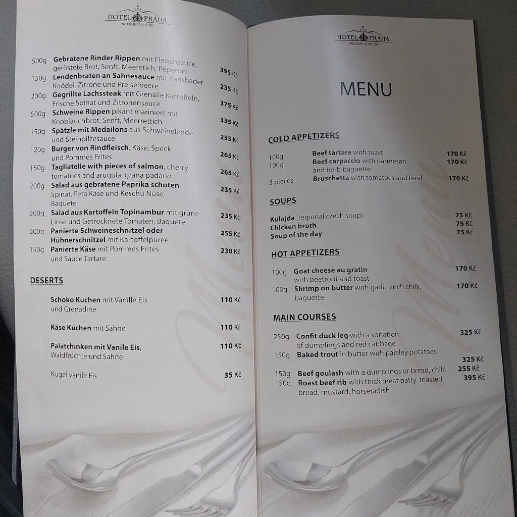 Menu_Restaurace Hotel Praha_Špindlerův Mlýn_image_1