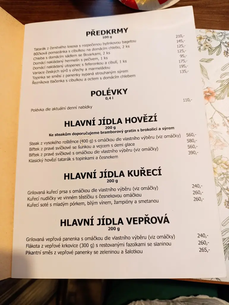 Menu_Restaurace a Penzion 