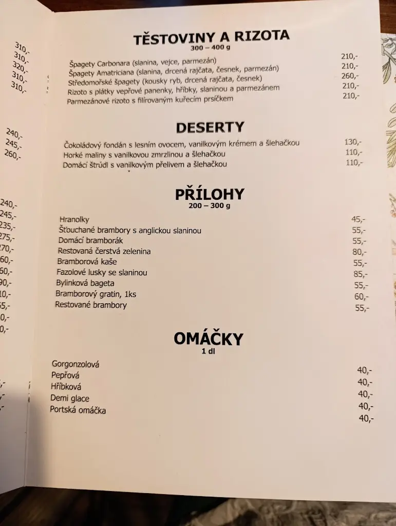 Menu_Restaurace a Penzion 