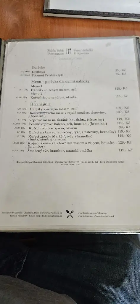 Menu_Restaurace U komína_Chrastava_image_2