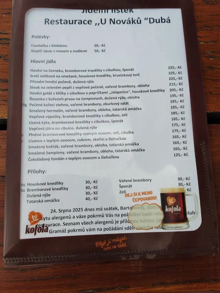 Menu_Restaurace U Nováků_Dubá_immagine_1