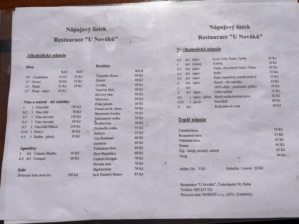 Menu_Restaurace U Nováků_Dubá_immagine_3