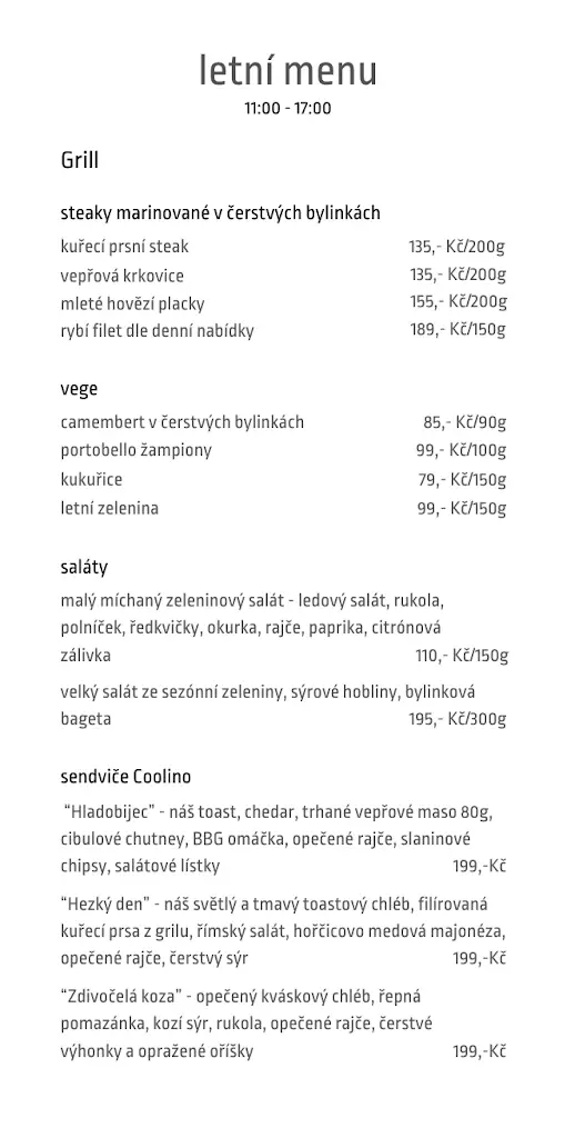 Menu_Coolino restaurant_Vrchlabí_image_1