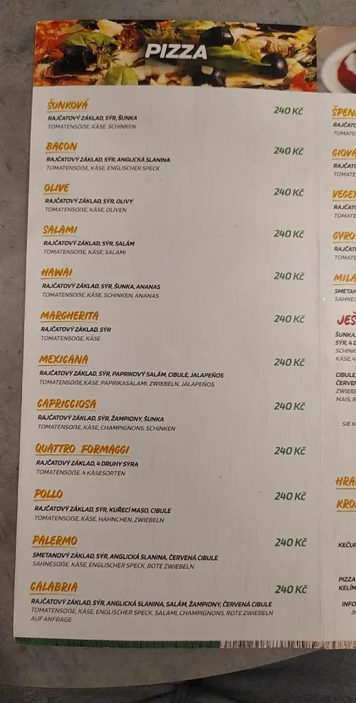 Menu_Pizza Calabria - Aquacentrum Vrchlabí_Vrchlabí_image_2