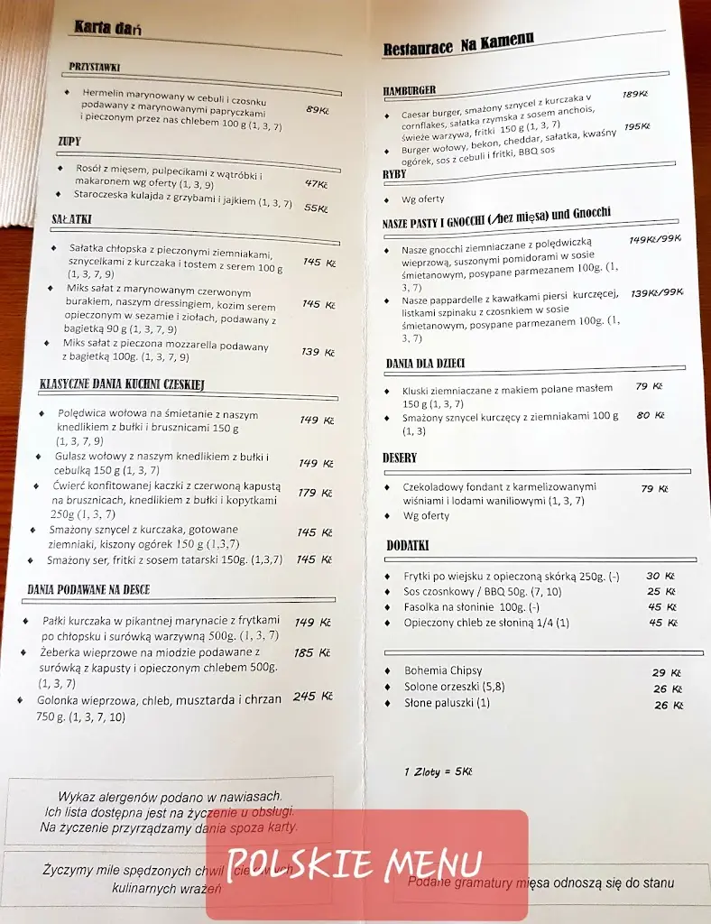 Menu_The Stone Restaurant_Frýdlant_image_2