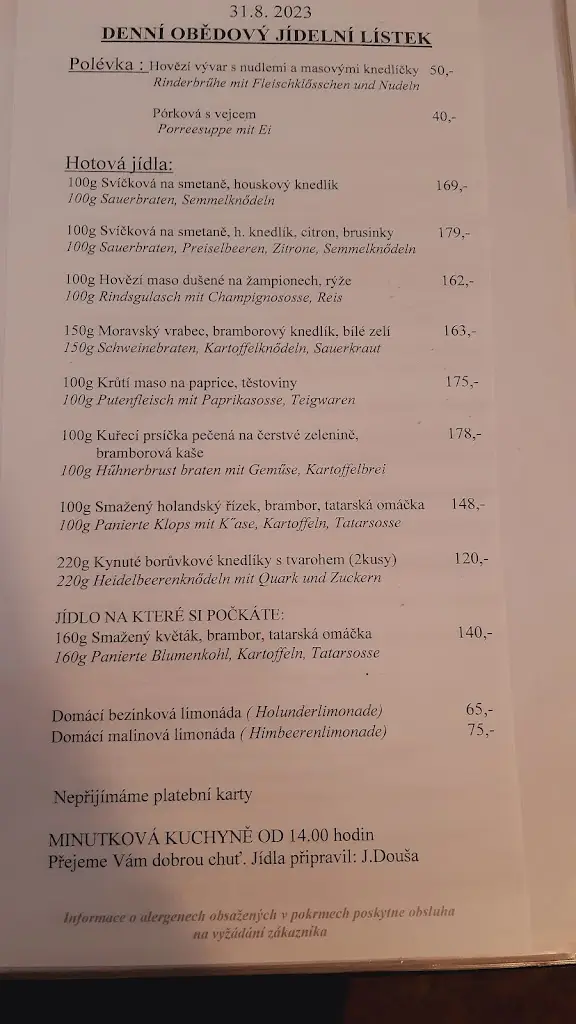 Menu_Restaurant U Doušů_Doksy_image_1