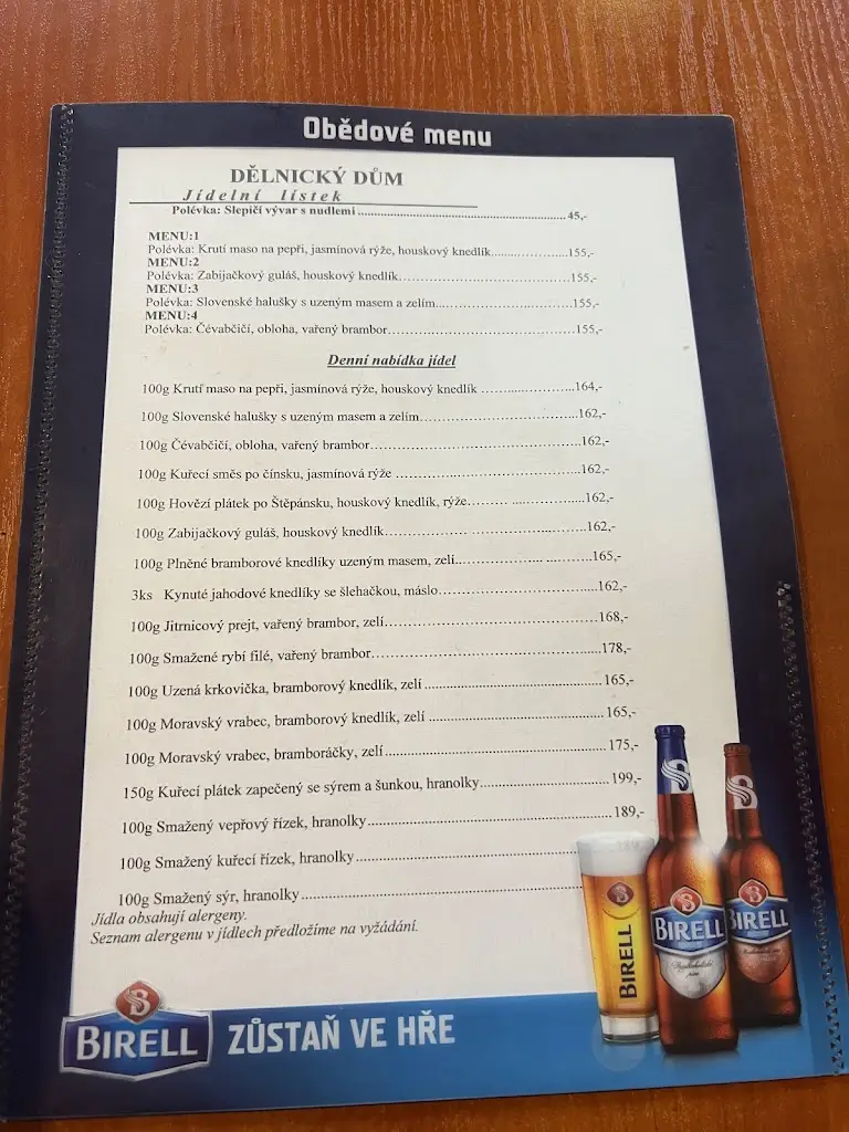 Menu_Restaurace Dělnický dům_Hejnice_immagine_1