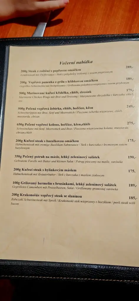Menu_Restaurace Dělnický dům_Hejnice_immagine_2